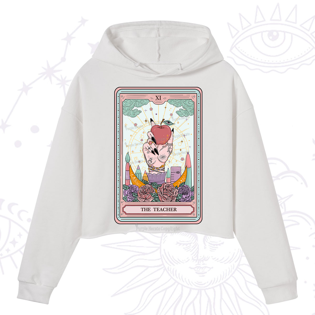 Purplehecate The Teacher Tarot Crop Hoodie