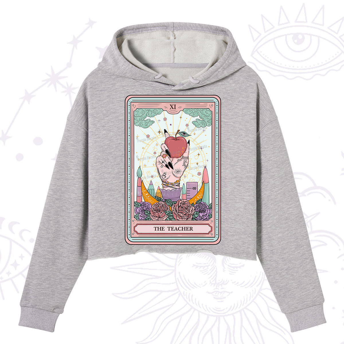 Purplehecate The Teacher Tarot Crop Hoodie