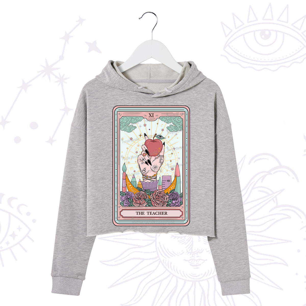 Purplehecate The Teacher Tarot Crop Hoodie
