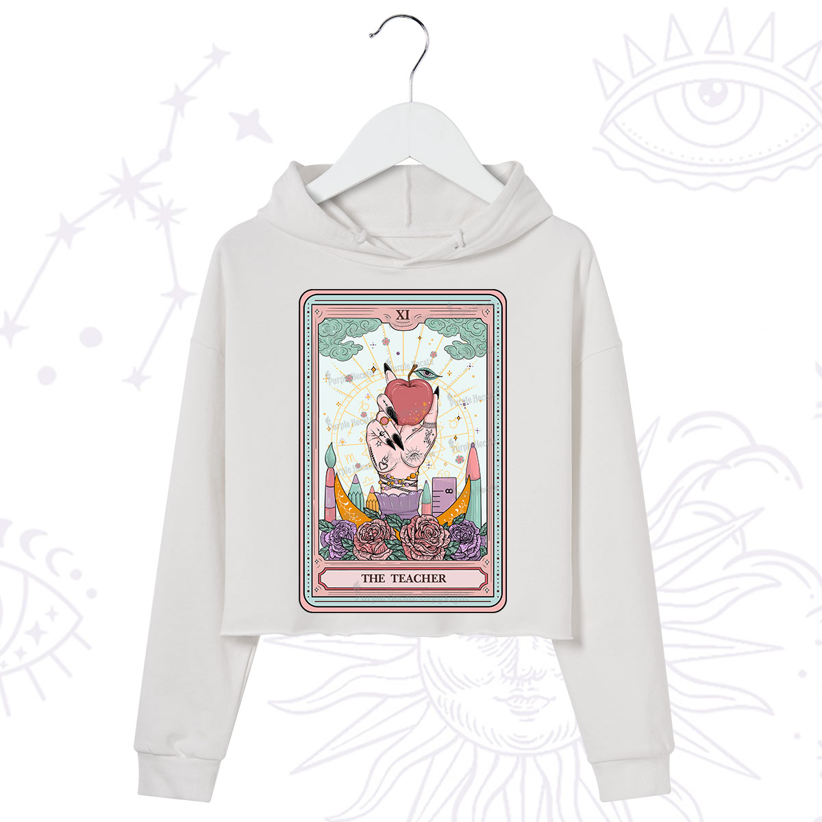 Purplehecate The Teacher Tarot Crop Hoodie