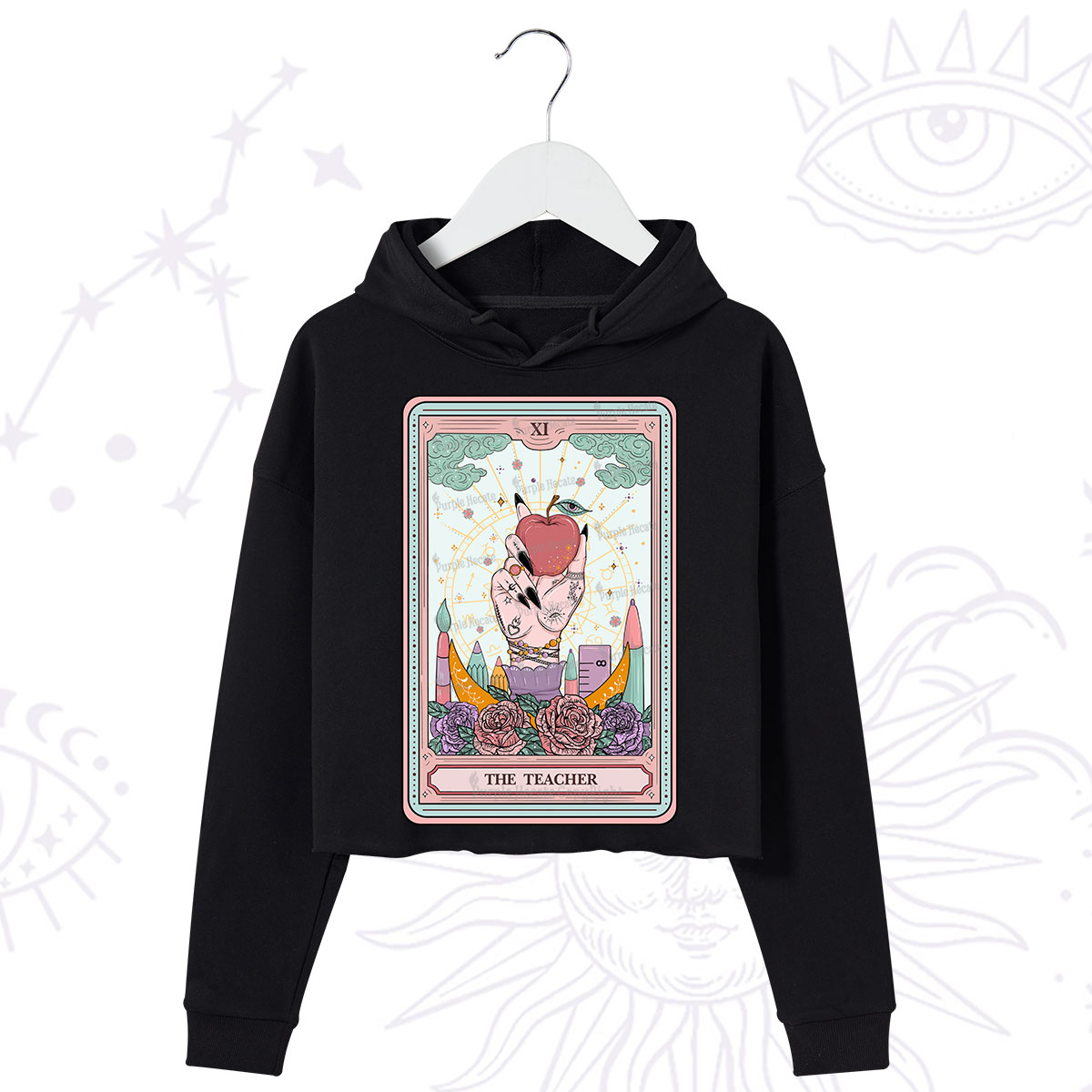 Purplehecate The Teacher Tarot Crop Hoodie