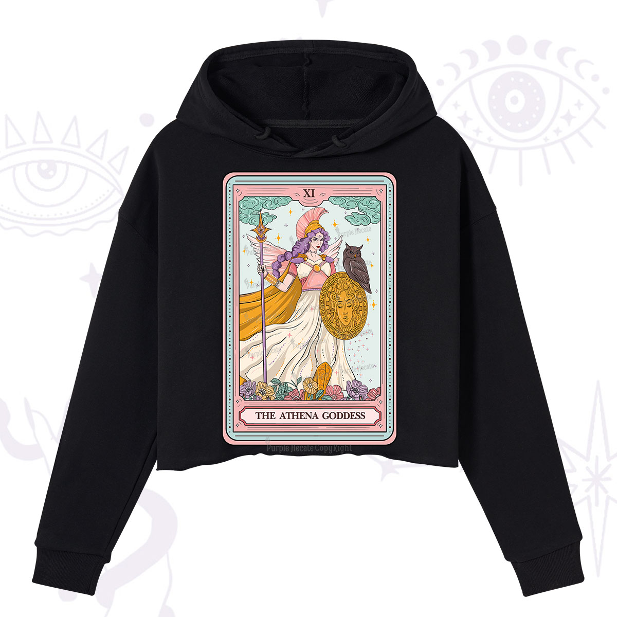 Purplehecate The Athena Goddess Tarot Crop Hoodie