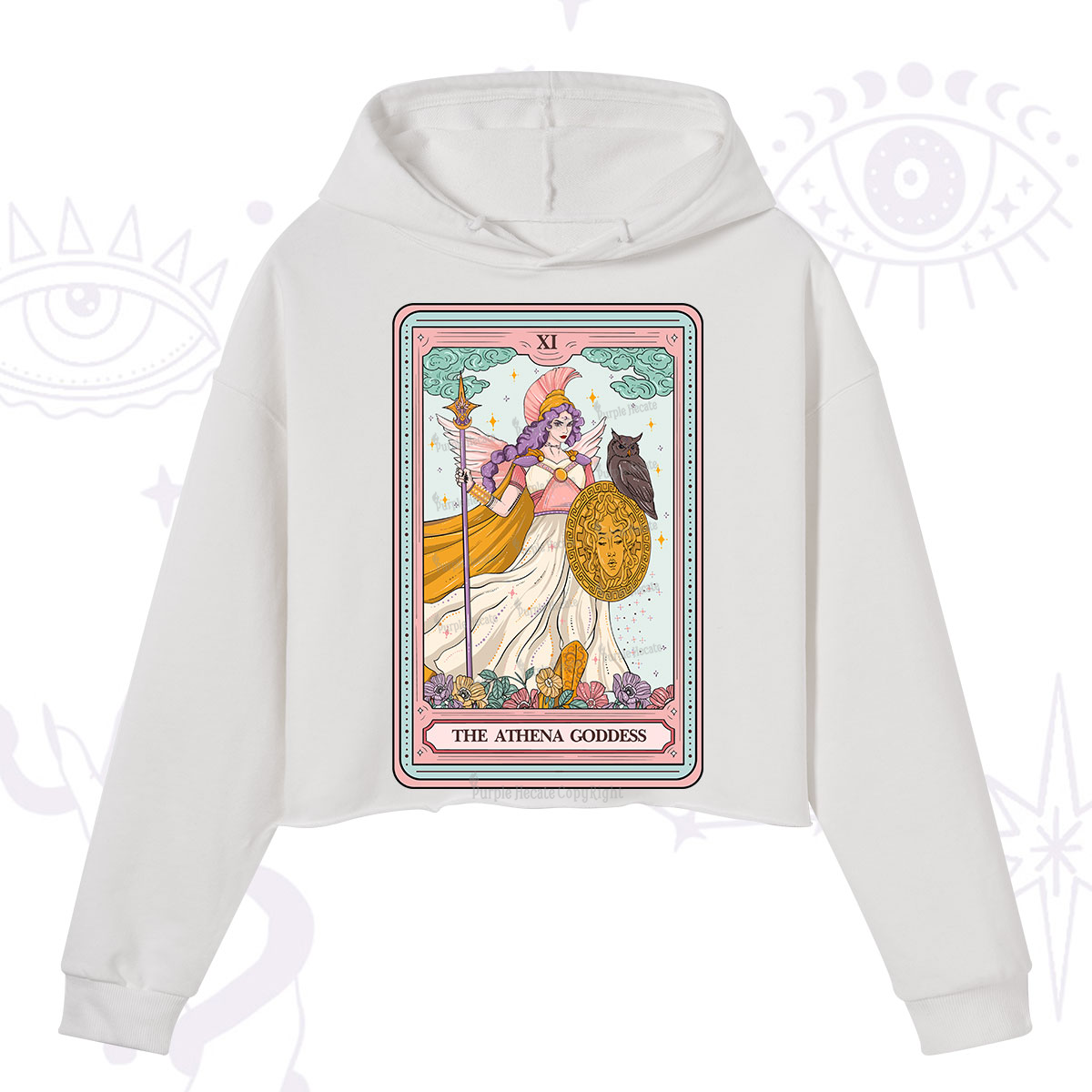 Purplehecate The Athena Goddess Tarot Crop Hoodie