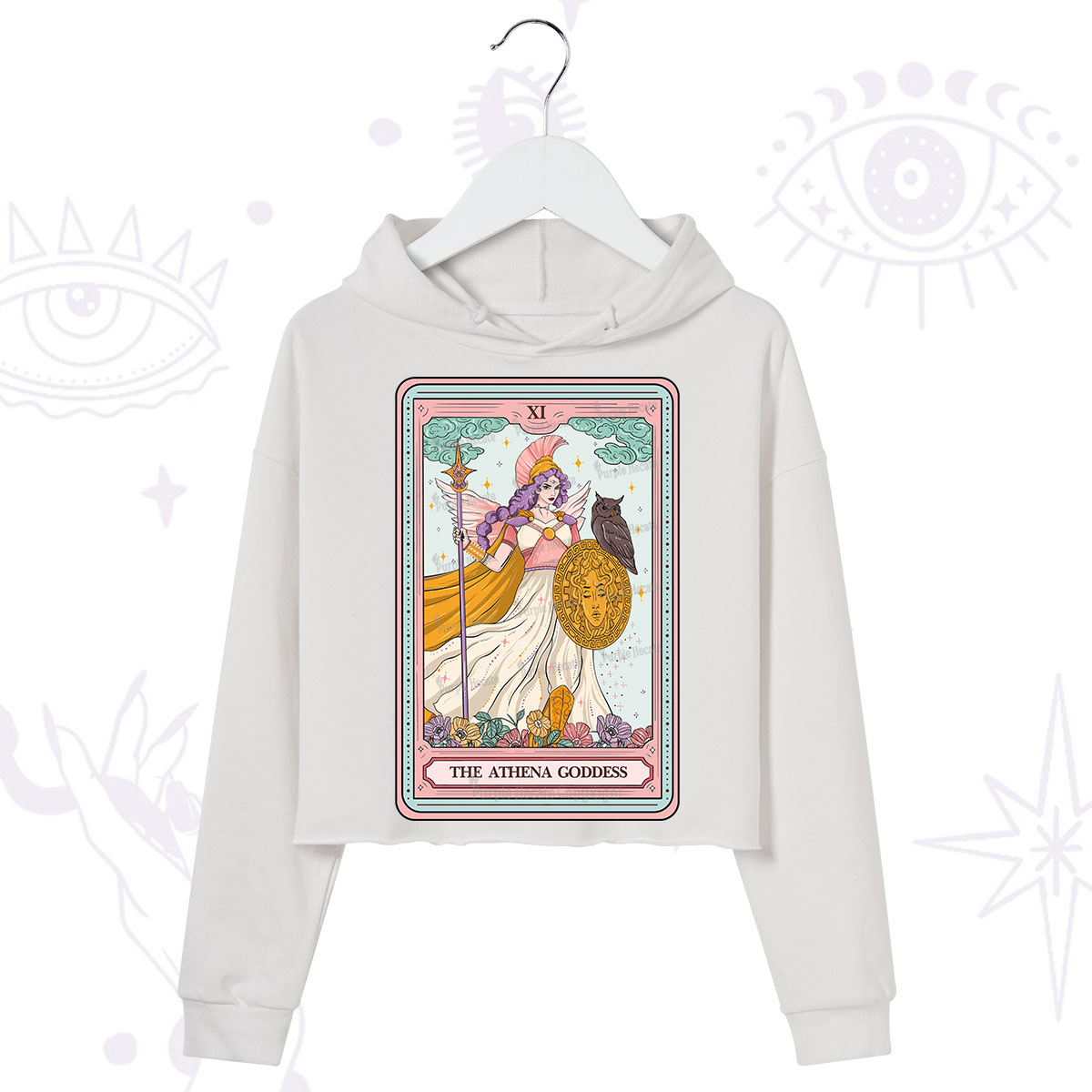 Purplehecate The Athena Goddess Tarot Crop Hoodie