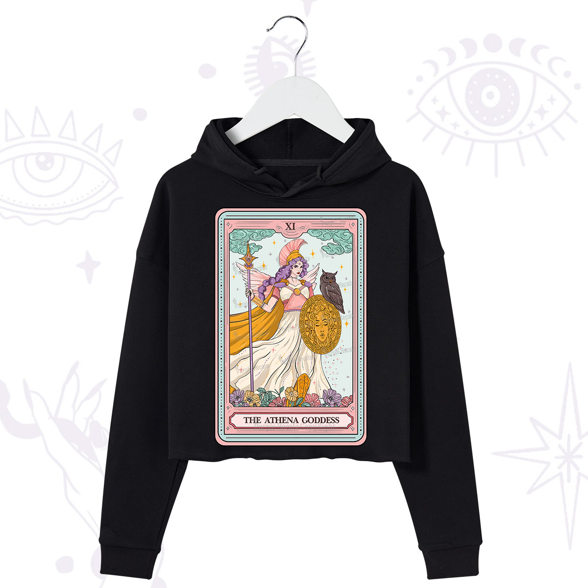 Purplehecate The Athena Goddess Tarot Crop Hoodie