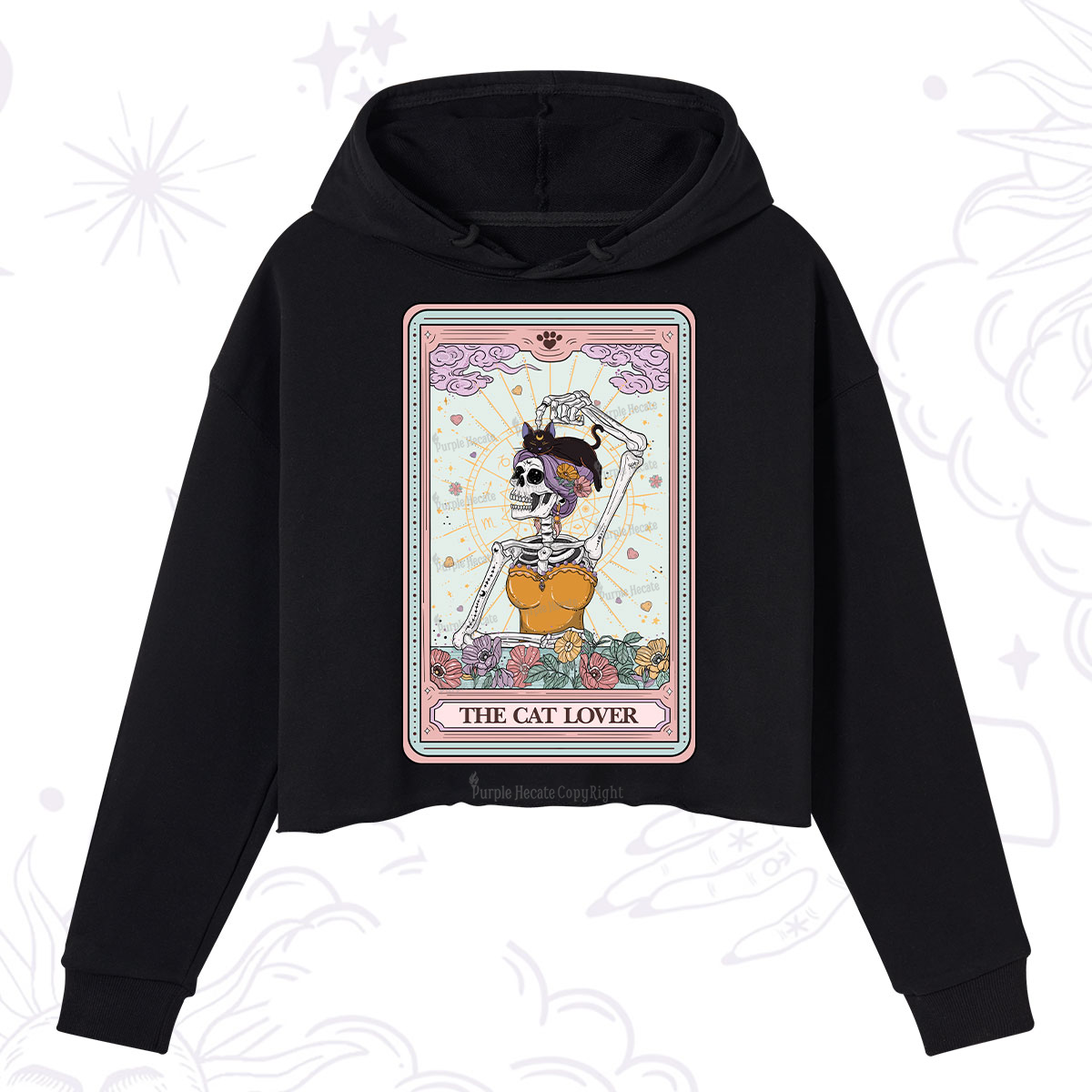 Purplehecate The Cat Lover Tarot Crop Hoodie