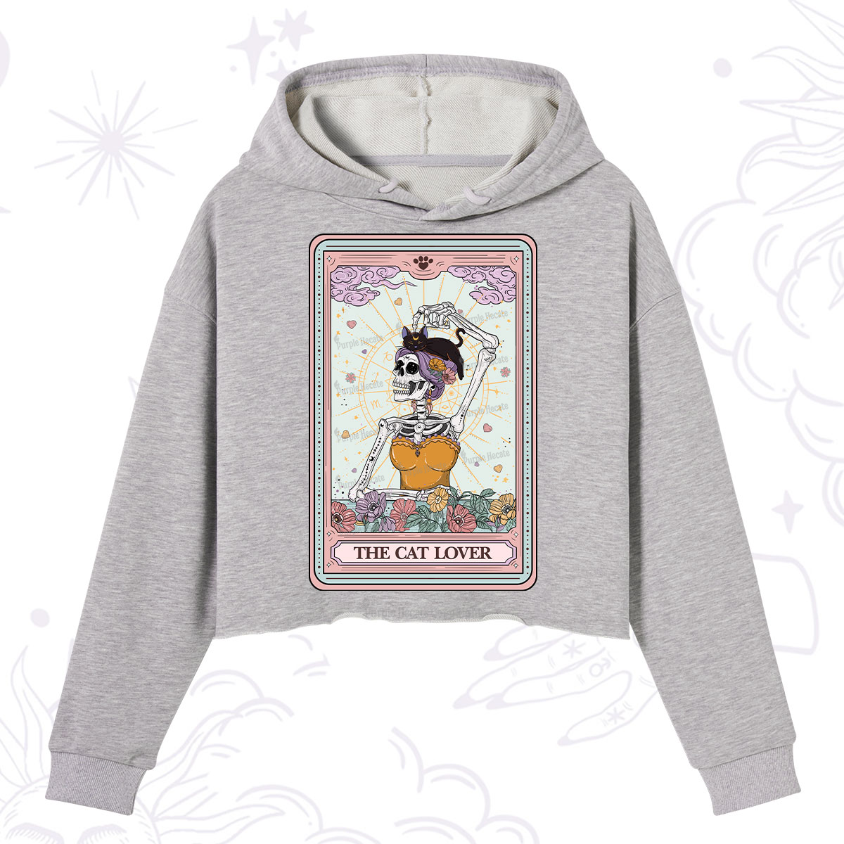 Purplehecate The Cat Lover Tarot Crop Hoodie