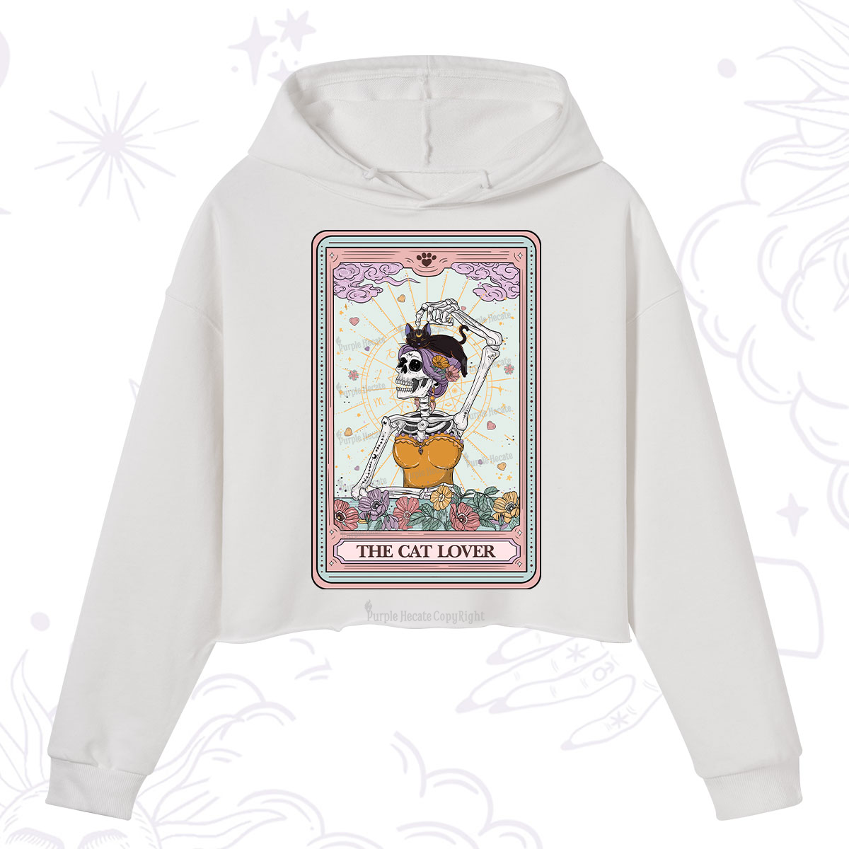 Purplehecate The Cat Lover Tarot Crop Hoodie
