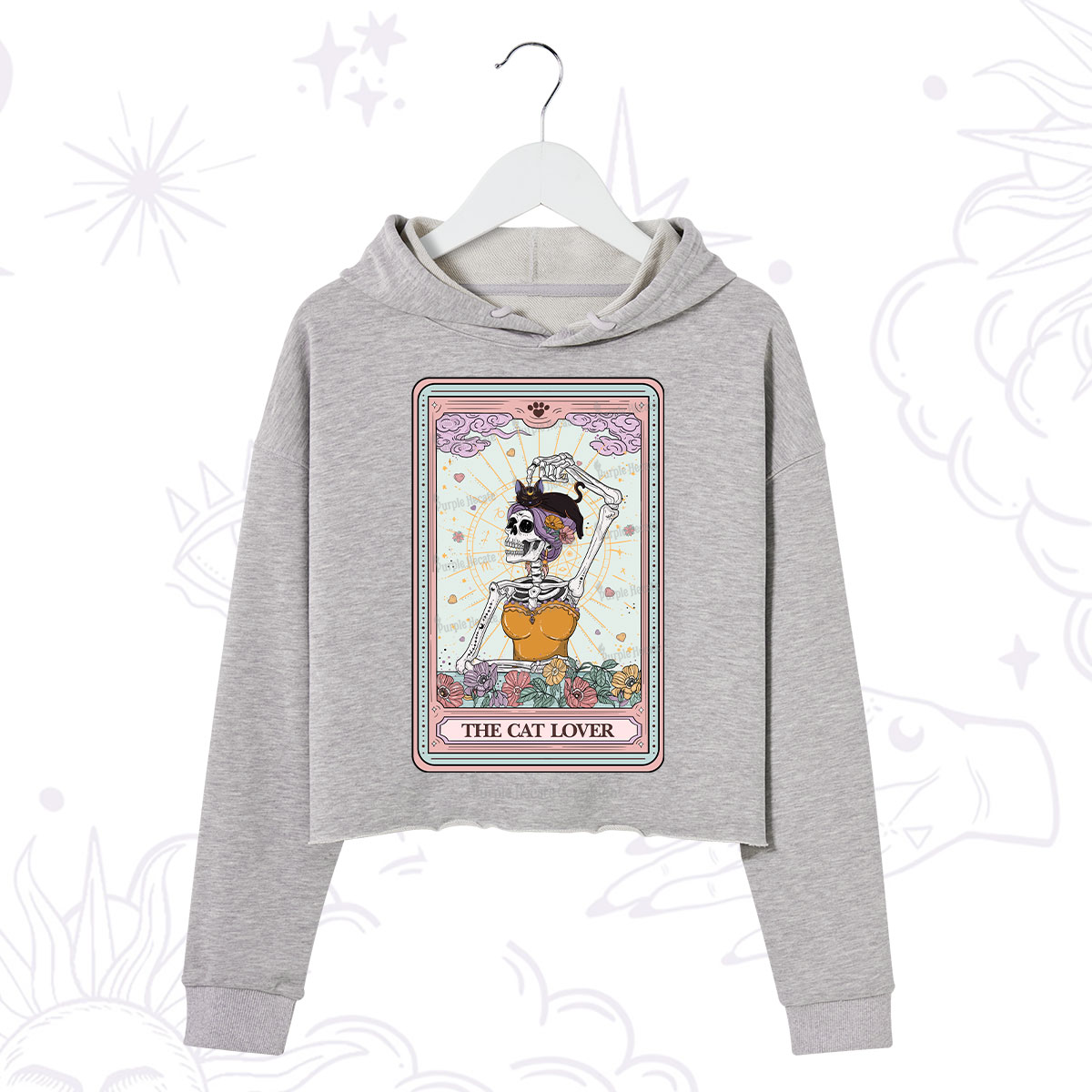 Purplehecate The Cat Lover Tarot Crop Hoodie