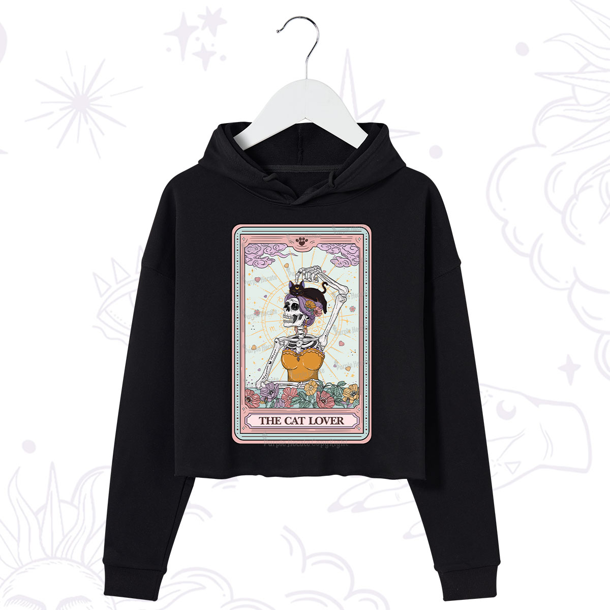 Purplehecate The Cat Lover Tarot Crop Hoodie