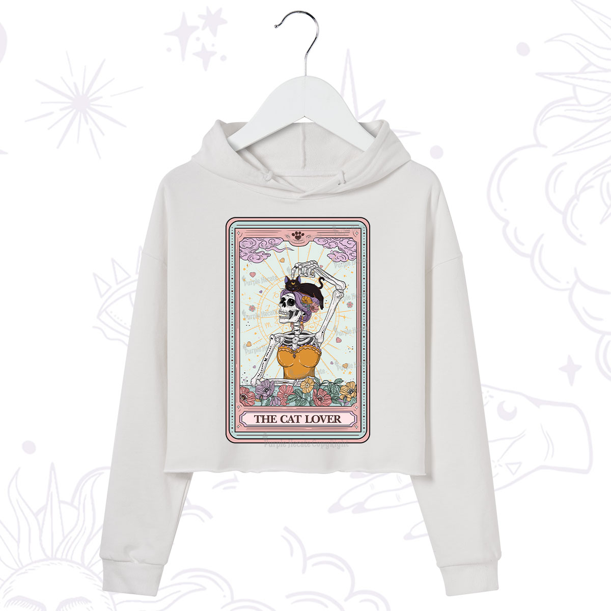 Purplehecate The Cat Lover Tarot Crop Hoodie
