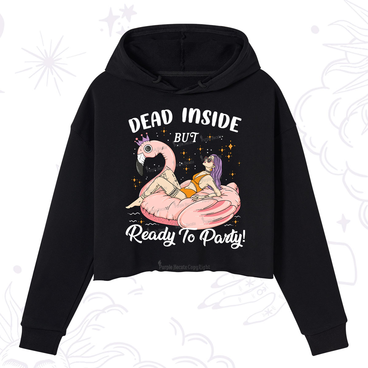 Purplehecate Dead Inside But Ready To Party Crop Hoodie