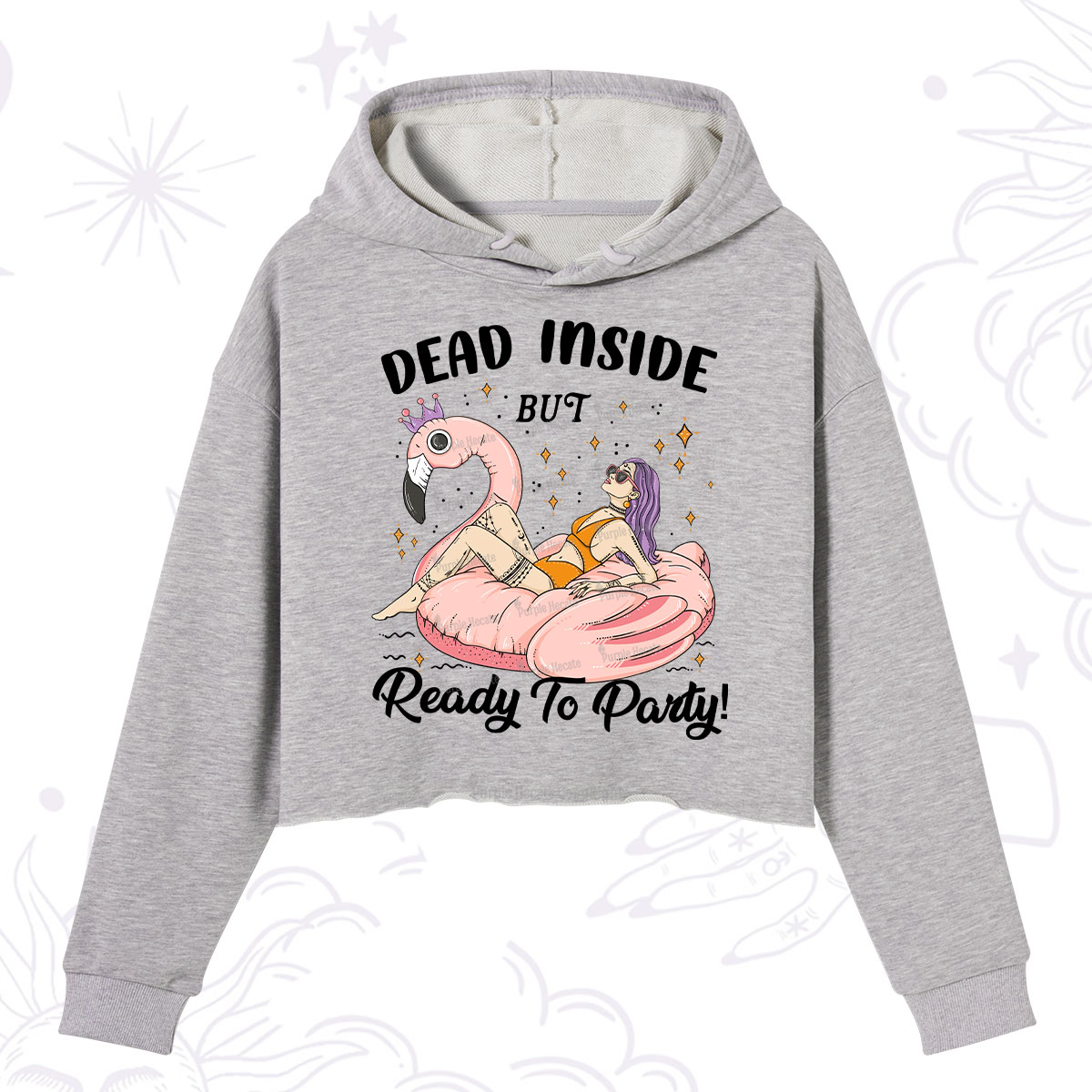 Purplehecate Dead Inside But Ready To Party Crop Hoodie