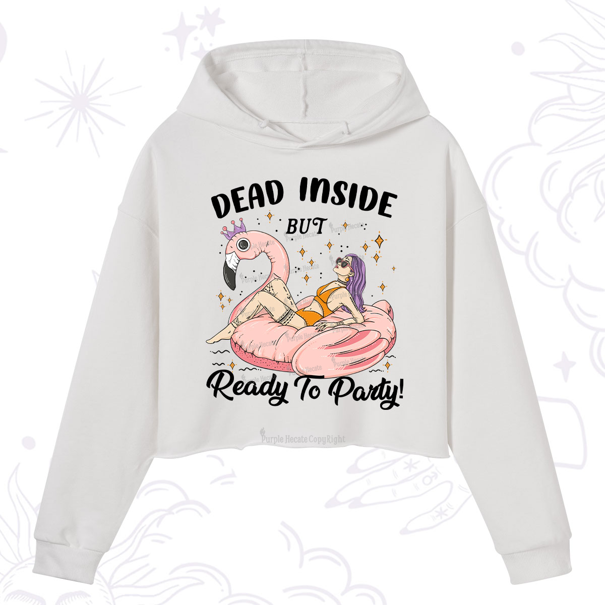 Purplehecate Dead Inside But Ready To Party Crop Hoodie