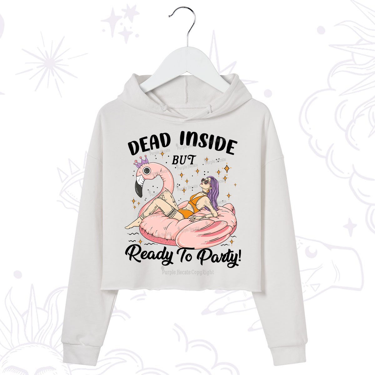 Purplehecate Dead Inside But Ready To Party Crop Hoodie