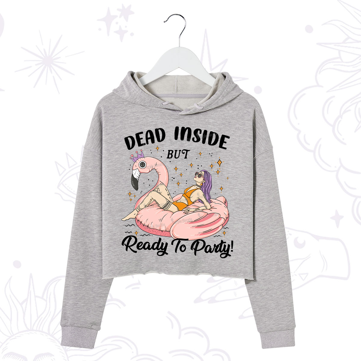 Purplehecate Dead Inside But Ready To Party Crop Hoodie