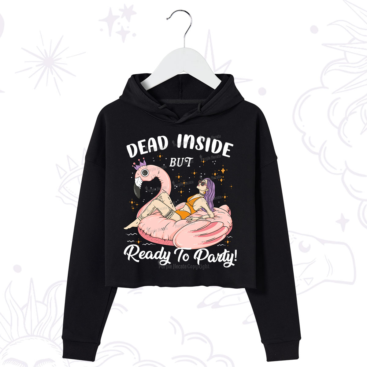 Purplehecate Dead Inside But Ready To Party Crop Hoodie