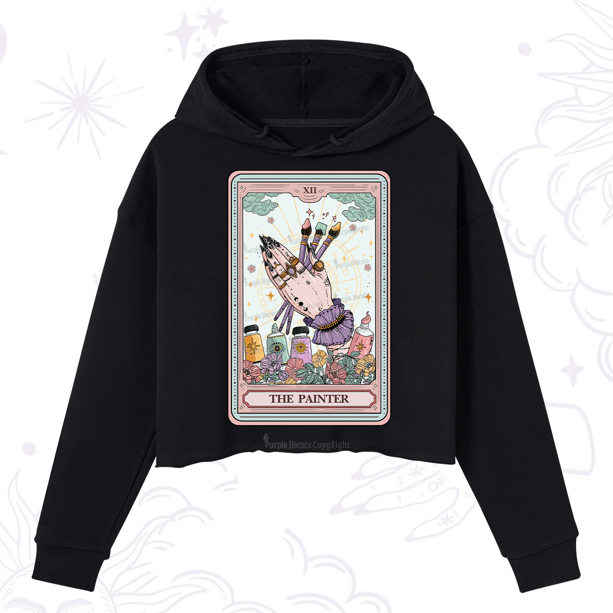 Purplehecate The Occult Painter Tarot Crop Hoodie