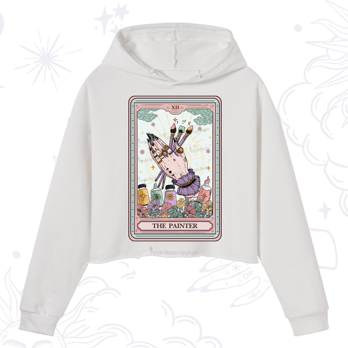 Purplehecate The Occult Painter Tarot Crop Hoodie