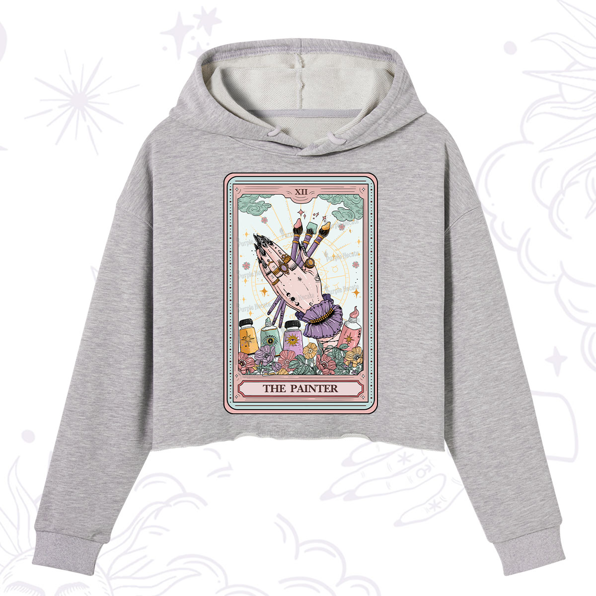 Purplehecate The Occult Painter Tarot Crop Hoodie