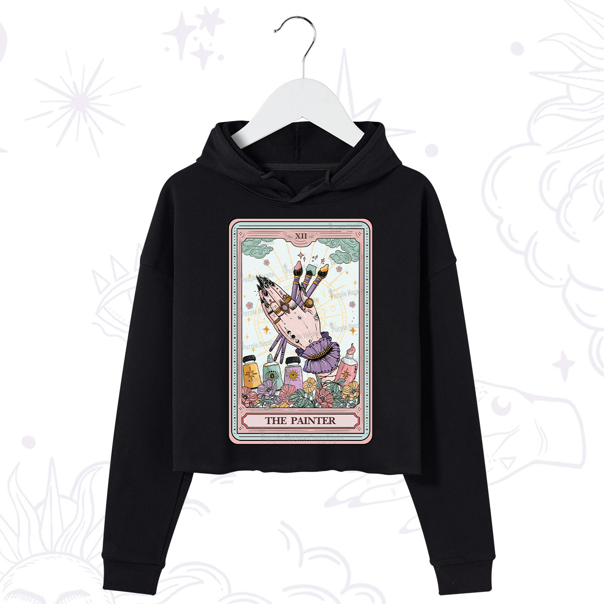 Purplehecate The Occult Painter Tarot Crop Hoodie