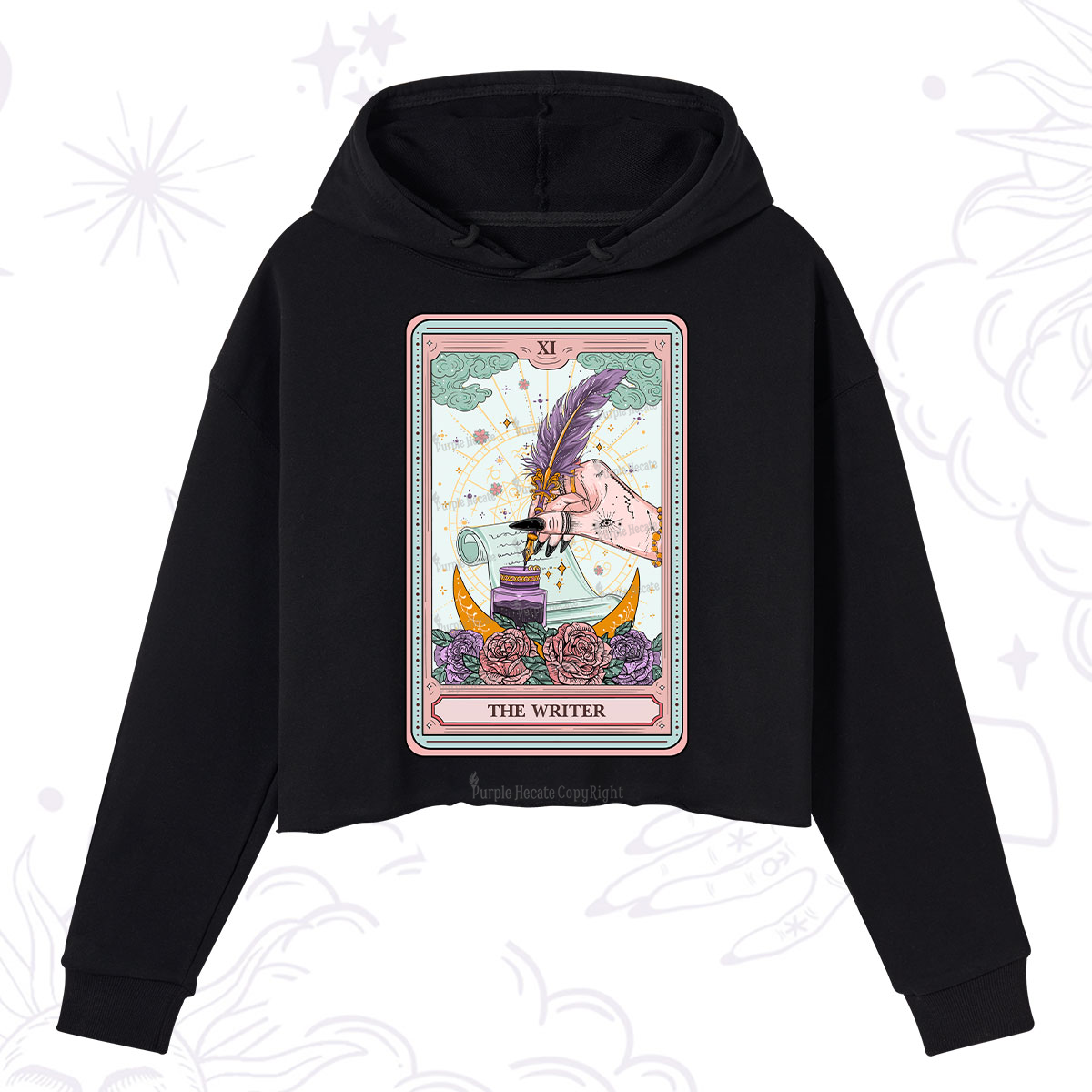 Purplehecate The Writer Tarot Crop Hoodie