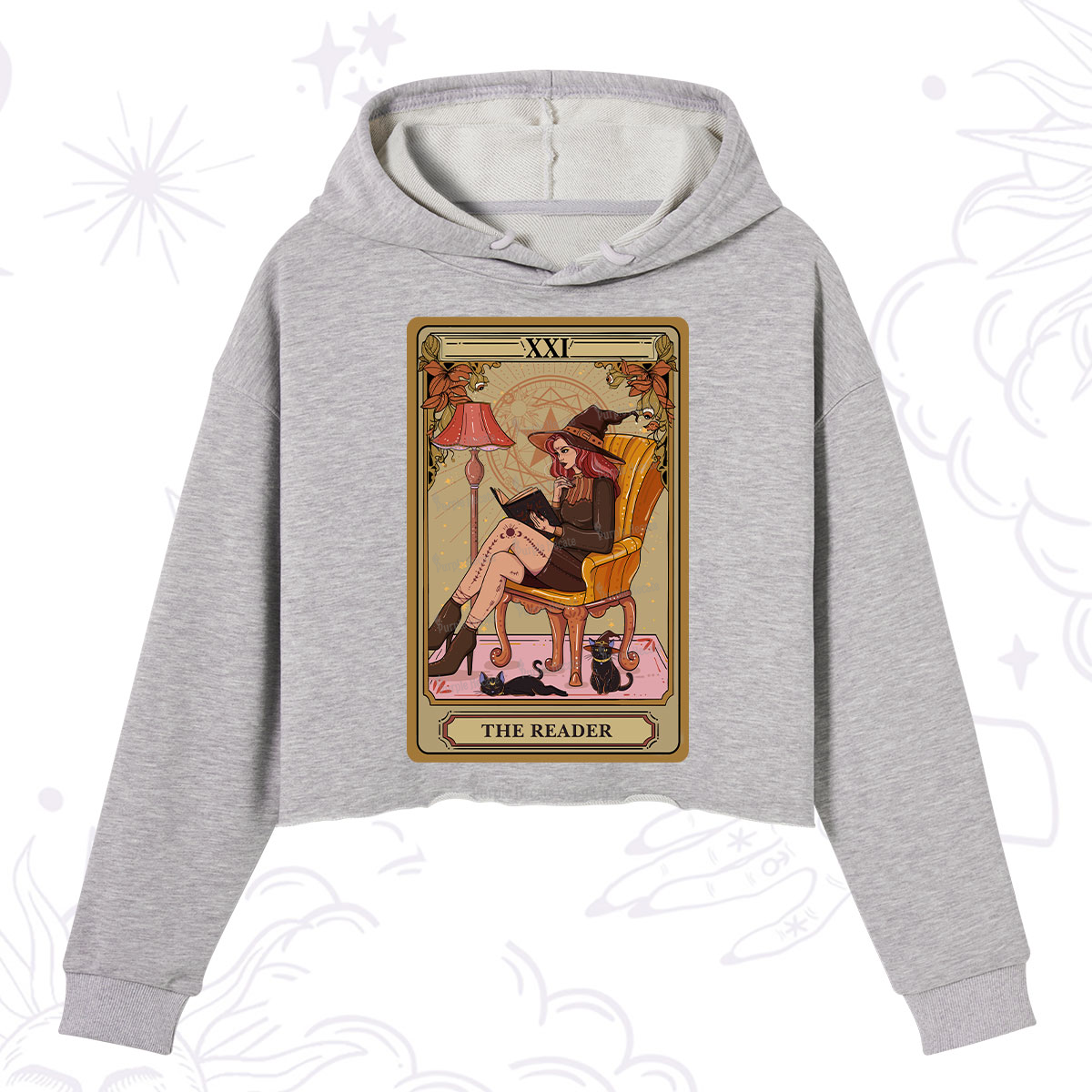 Purplehecate The Reader-Cat Mom Tarot Crop Hoodie