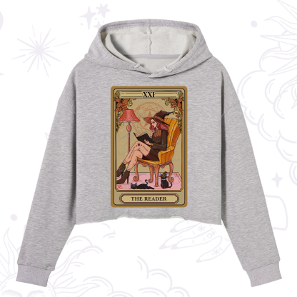 Purplehecate The Reader-Cat Mom Tarot Crop Hoodie