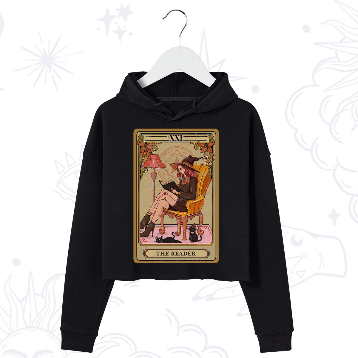 Purplehecate The Reader-Cat Mom Tarot Crop Hoodie