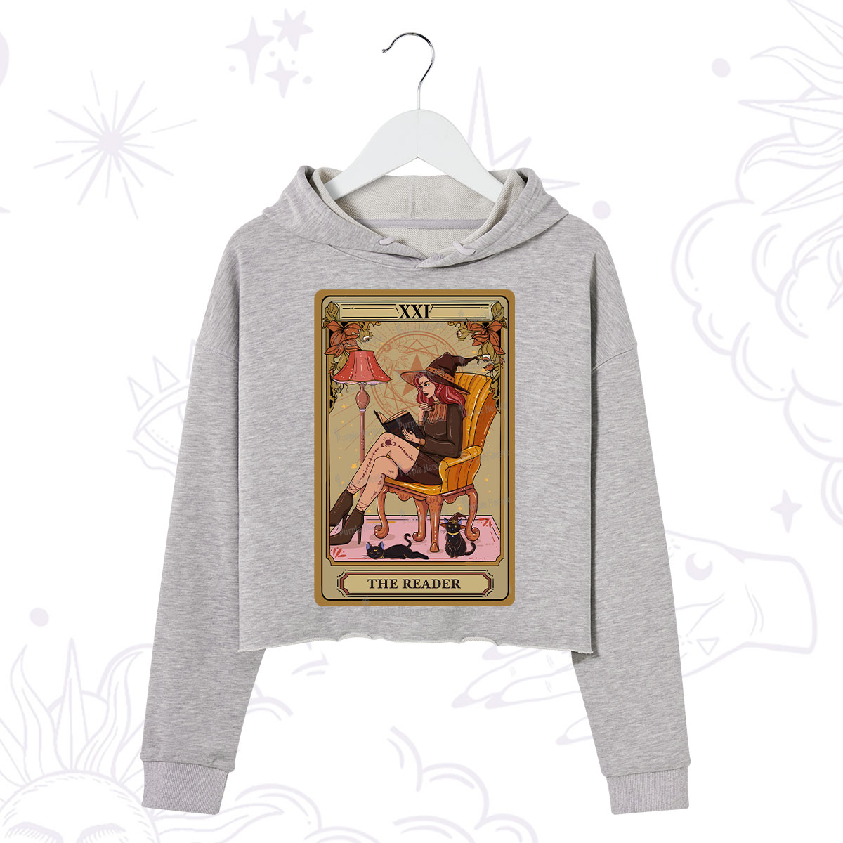 Purplehecate The Reader-Cat Mom Tarot Crop Hoodie