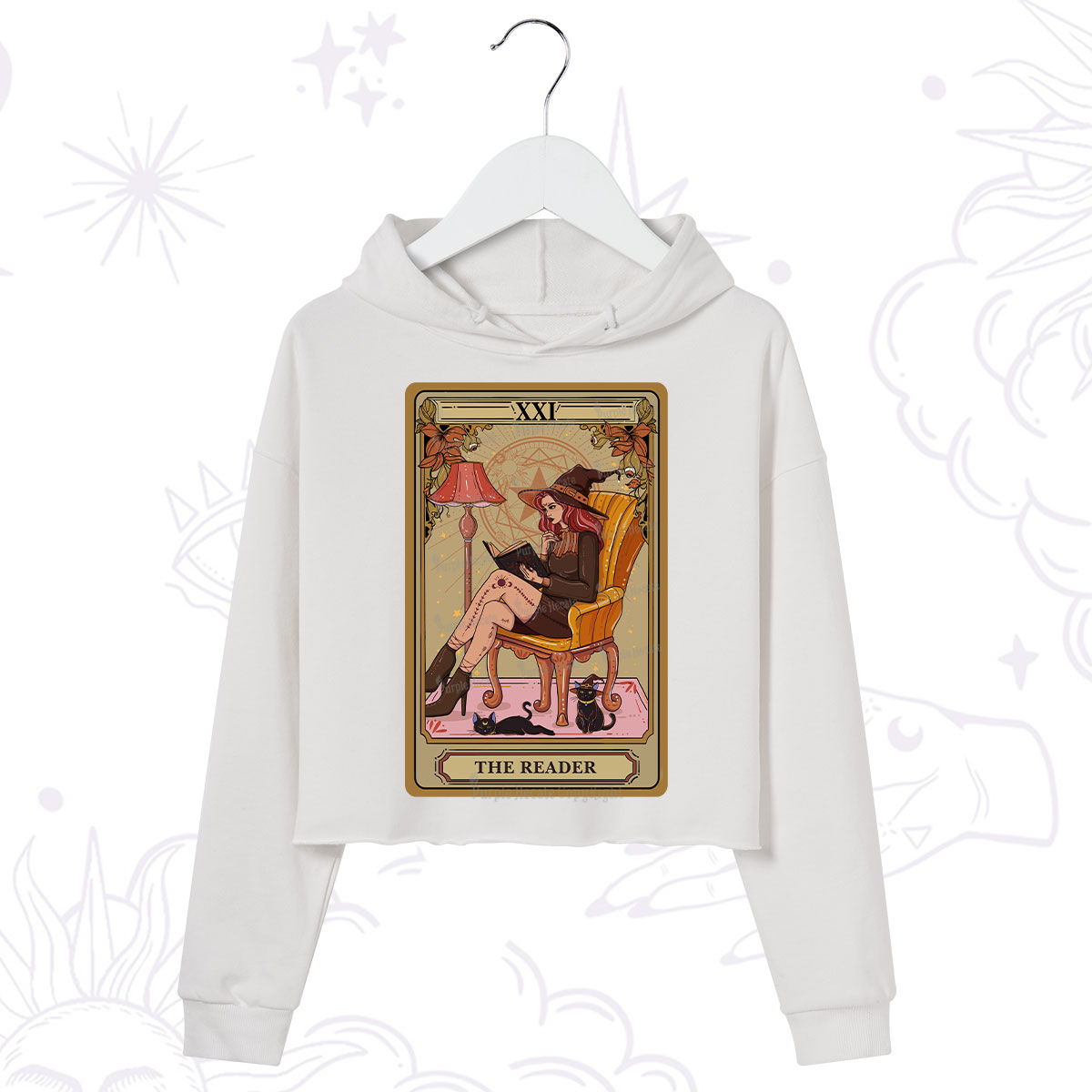 Purplehecate The Reader-Cat Mom Tarot Crop Hoodie