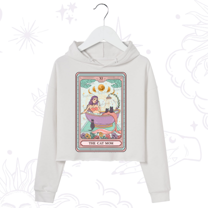 Purplehecate The Cat Mermaid Mom Tarot Card Crop Hoodie