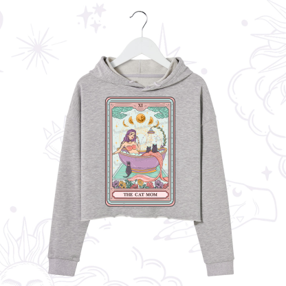 Purplehecate The Cat Mermaid Mom Tarot Card Crop Hoodie