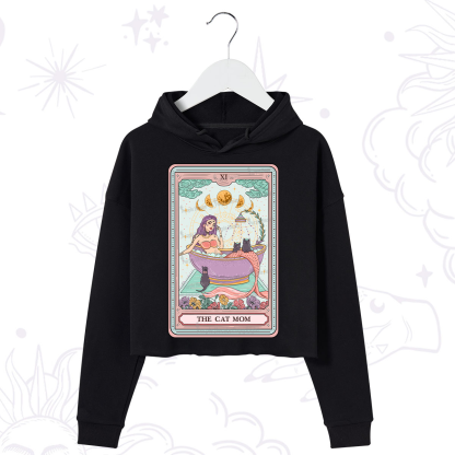 Purplehecate The Cat Mermaid Mom Tarot Card Crop Hoodie