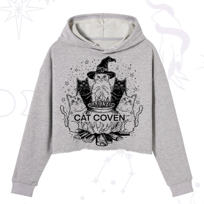 Purplehecate Witchy Cat Coven Crop Hoodie