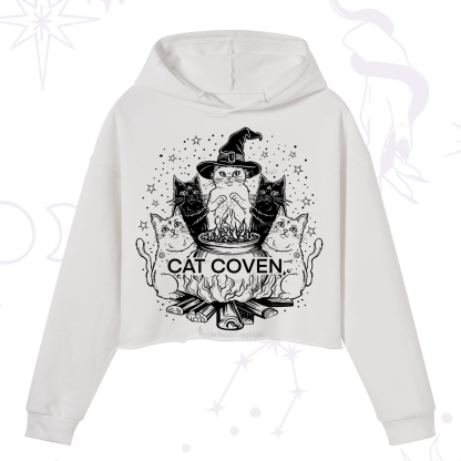 Purplehecate Witchy Cat Coven Crop Hoodie