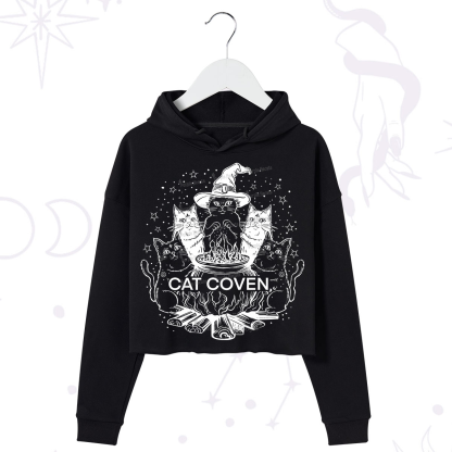 Purplehecate Witchy Cat Coven Crop Hoodie