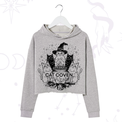 Purplehecate Witchy Cat Coven Crop Hoodie