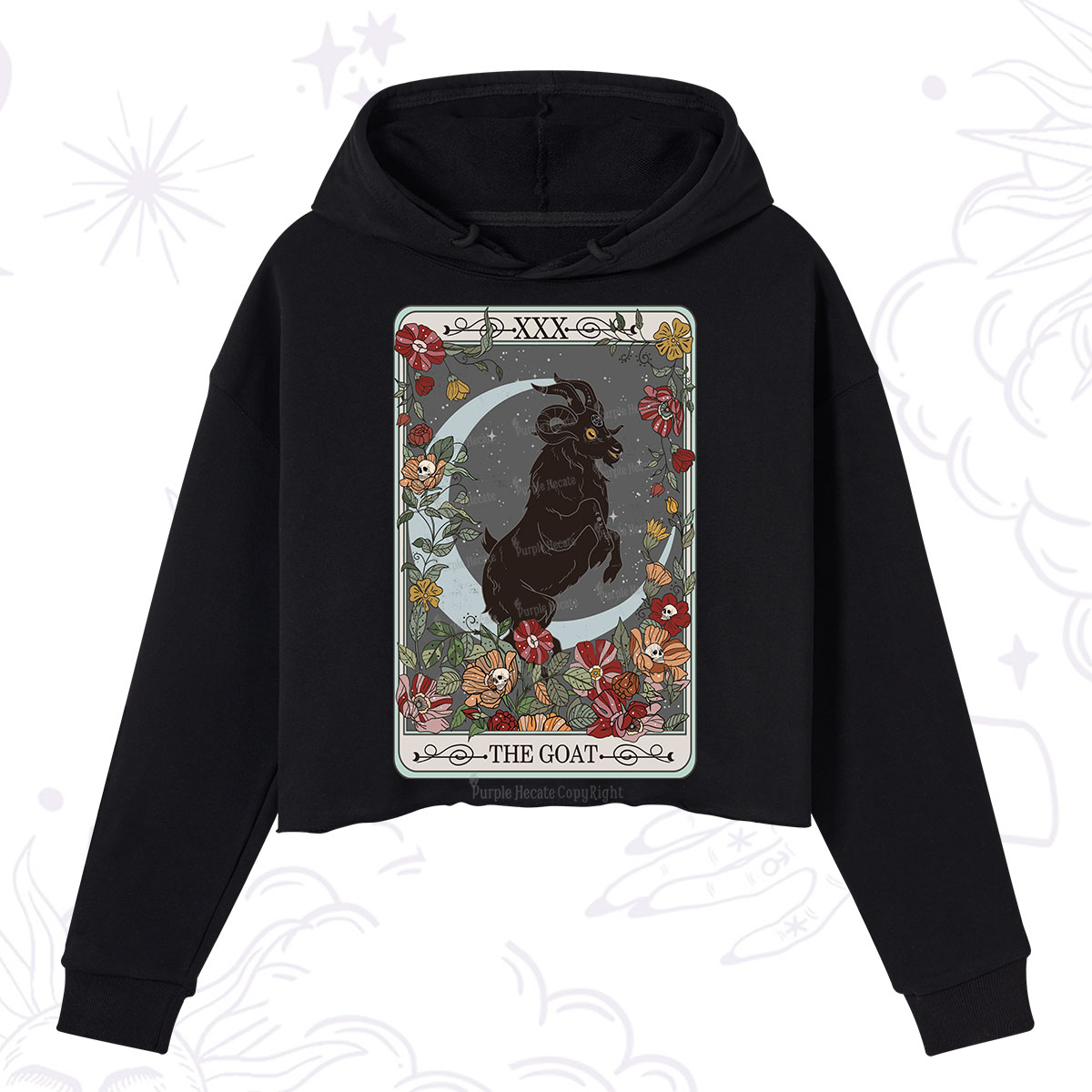 Purplehecate The Goat Tarot Card Crop Hoodie