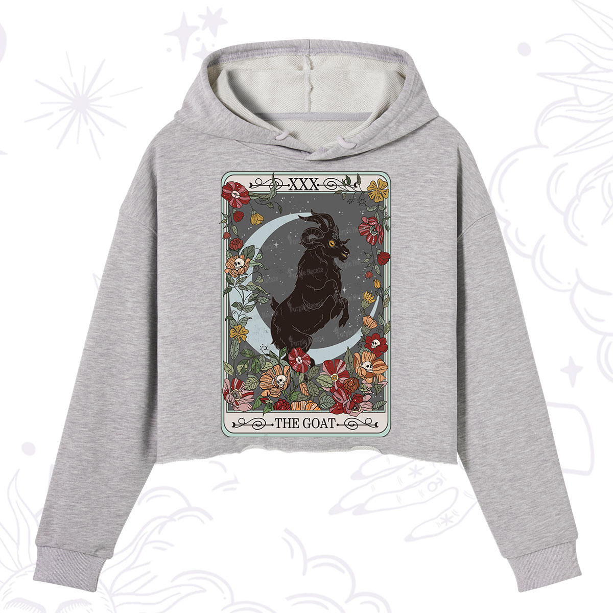 Purplehecate The Goat Tarot Card Crop Hoodie