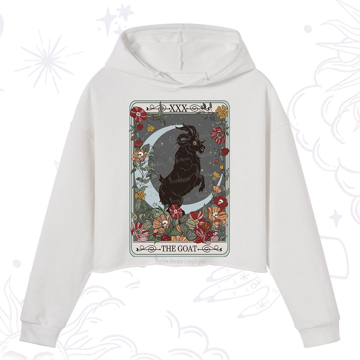 Purplehecate The Goat Tarot Card Crop Hoodie