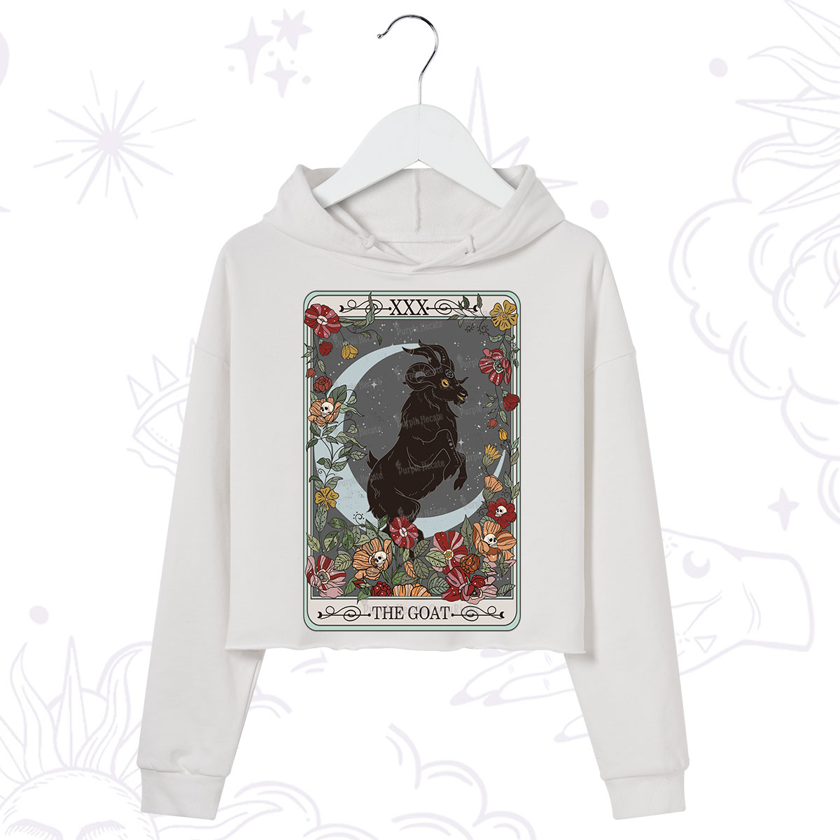 Purplehecate The Goat Tarot Card Crop Hoodie