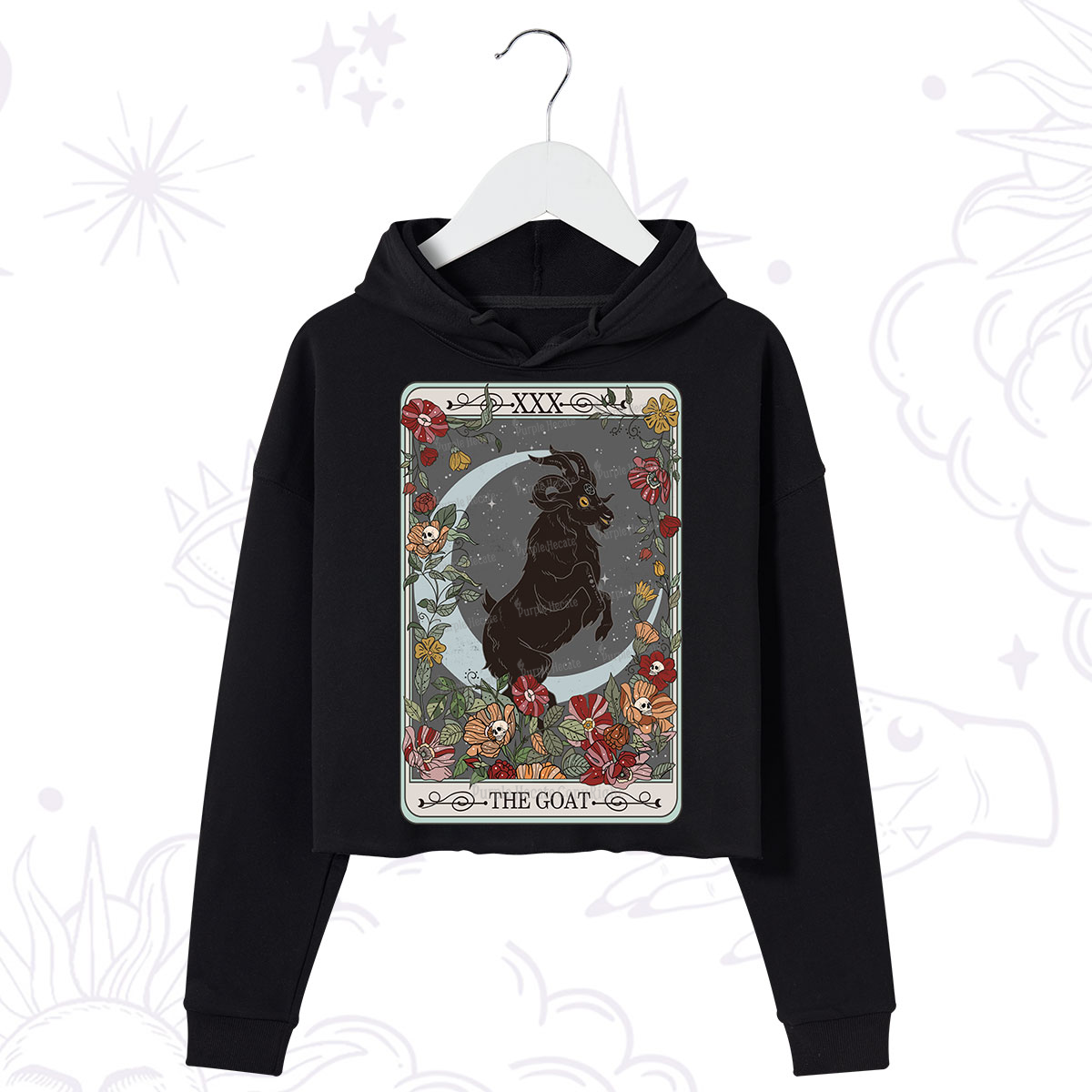 Purplehecate The Goat Tarot Card Crop Hoodie