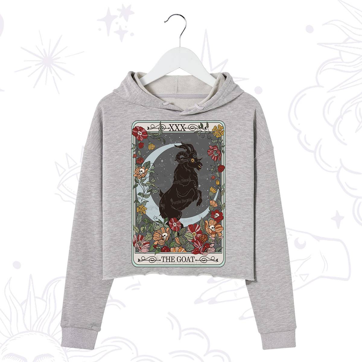 Purplehecate The Goat Tarot Card Crop Hoodie