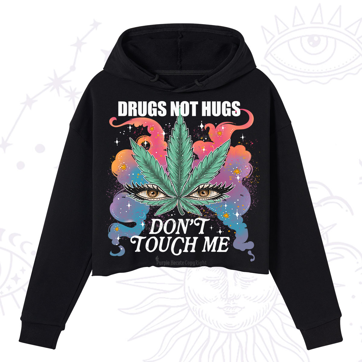Purplehecate Drugs Not Hugs Crop Hoodie