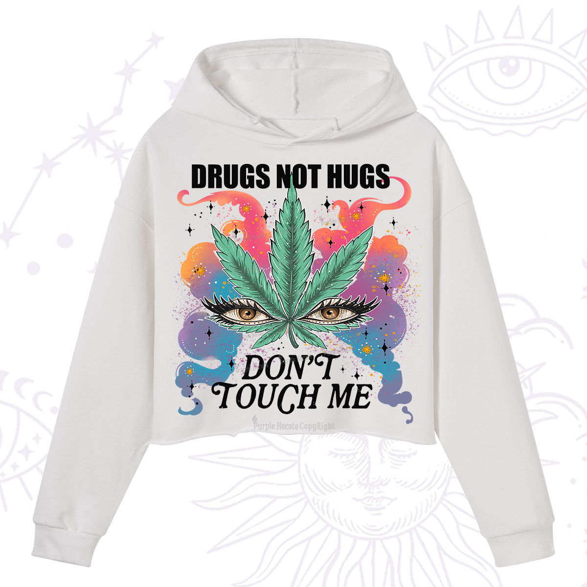 Purplehecate Drugs Not Hugs Crop Hoodie