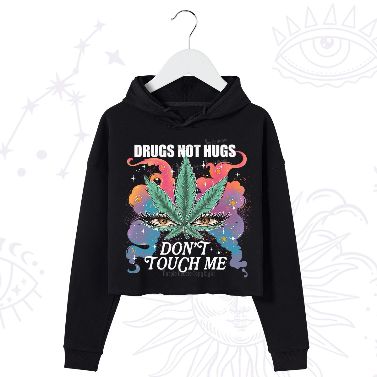 Purplehecate Drugs Not Hugs Crop Hoodie