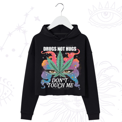 Purplehecate Drugs Not Hugs Crop Hoodie