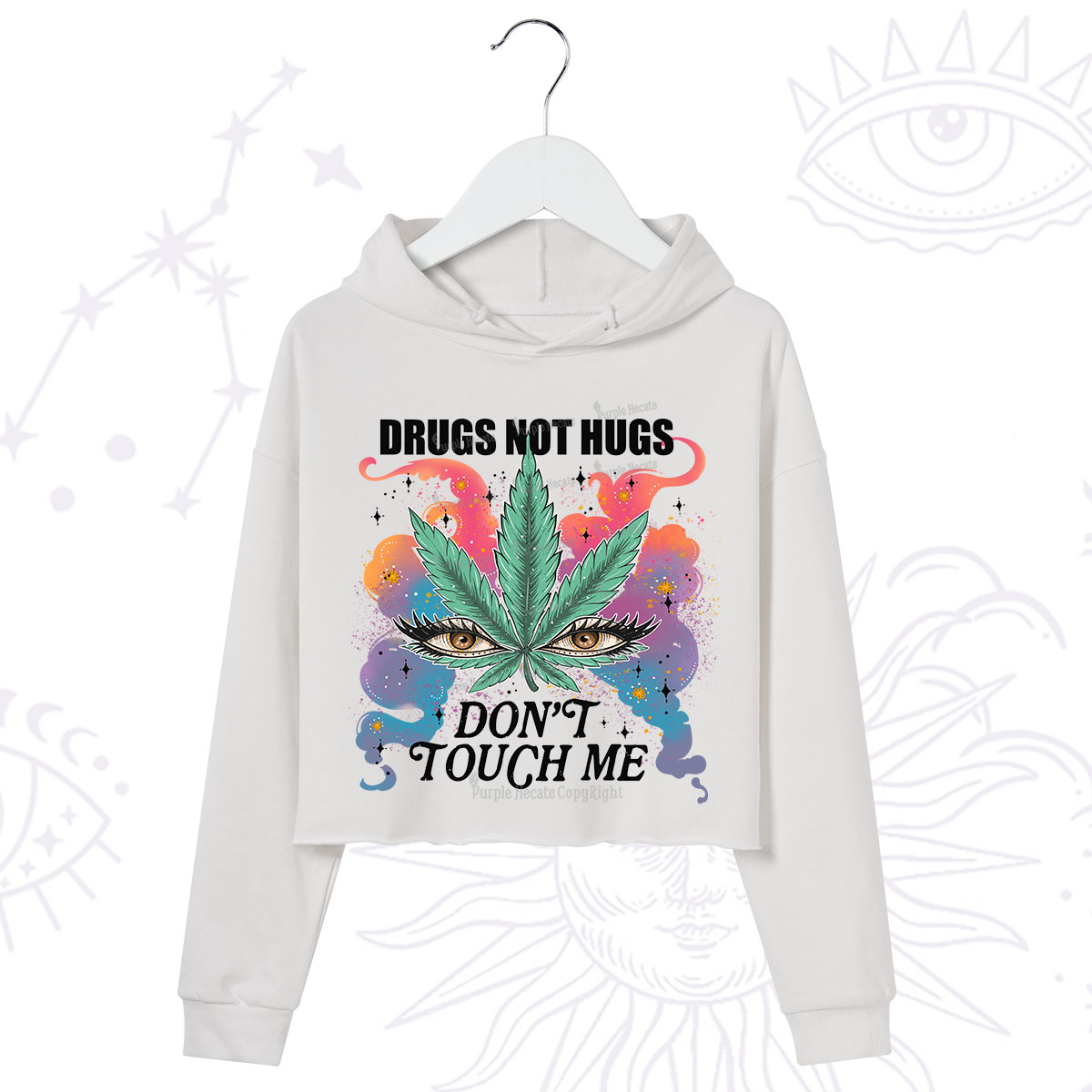 Purplehecate Drugs Not Hugs Crop Hoodie