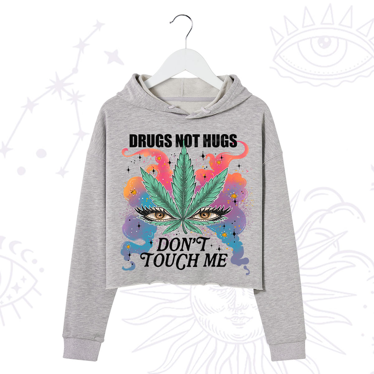 Purplehecate Drugs Not Hugs Crop Hoodie